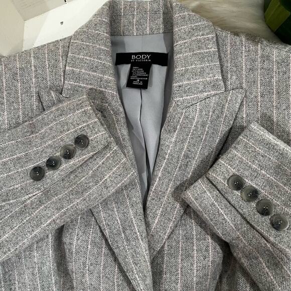 NEW Body by Victoria Wool Pinstripe Tailored Structured Hourglass Blazer Jacket - Picture 13 of 16